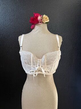 Honey Birdette Cream Lace Balconette Bra with Ribbon Detail